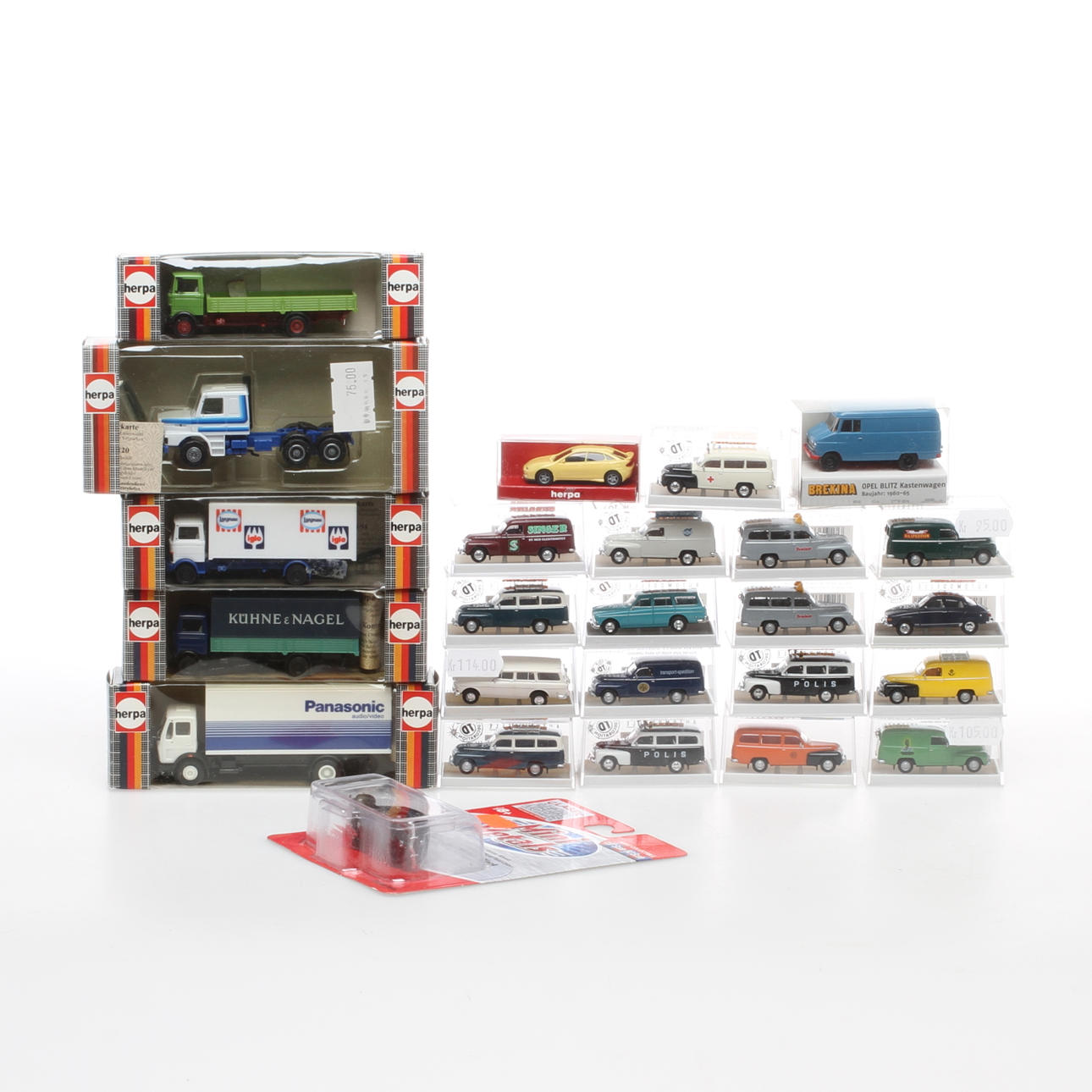 MODELLBILAR HERPA, BREKINA med flera cirka 25 stycken originalkartonger.