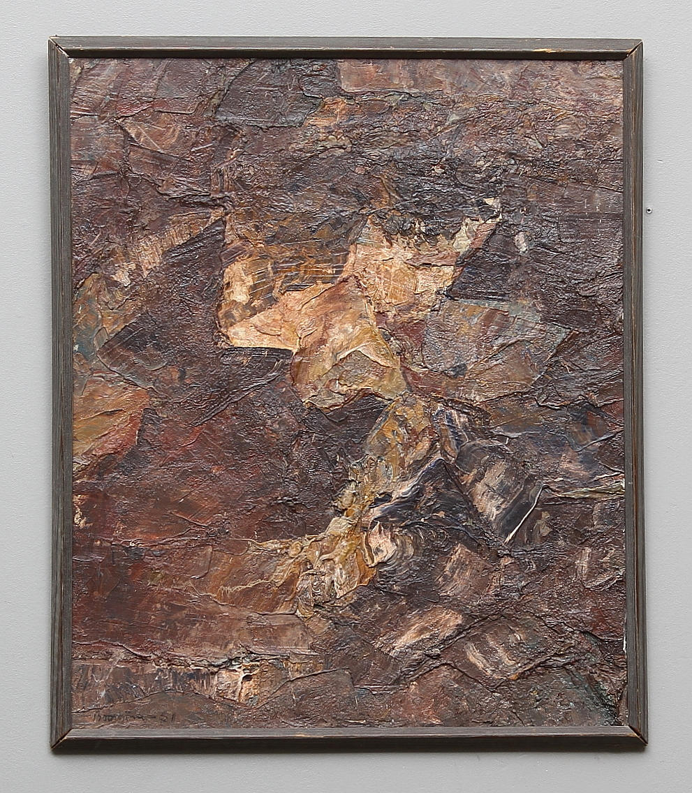 HARRY BOOSTRÖM. "Ur aftonreflex". Olja på pannå. Signerad och daterad 1961.