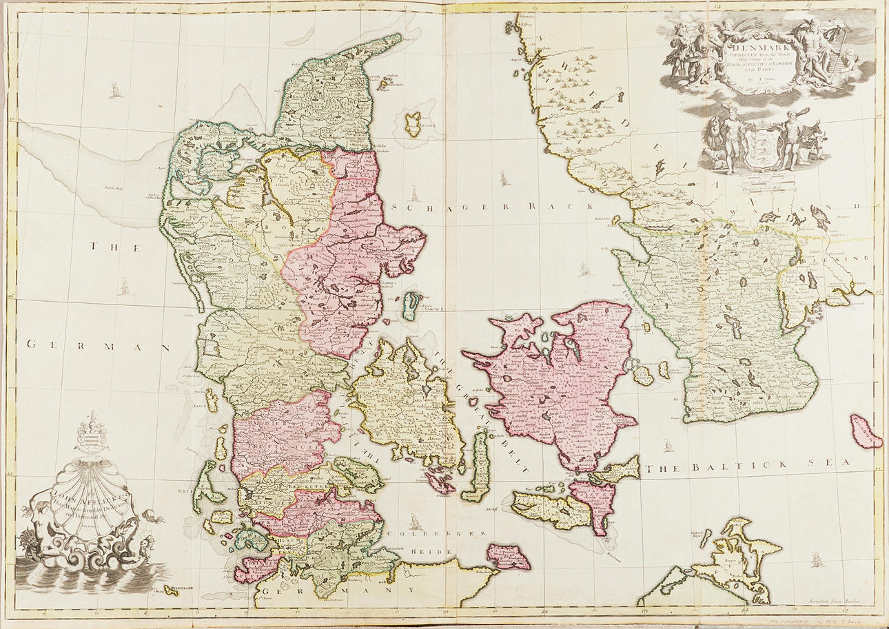 Stort danmarkskort af Senex.