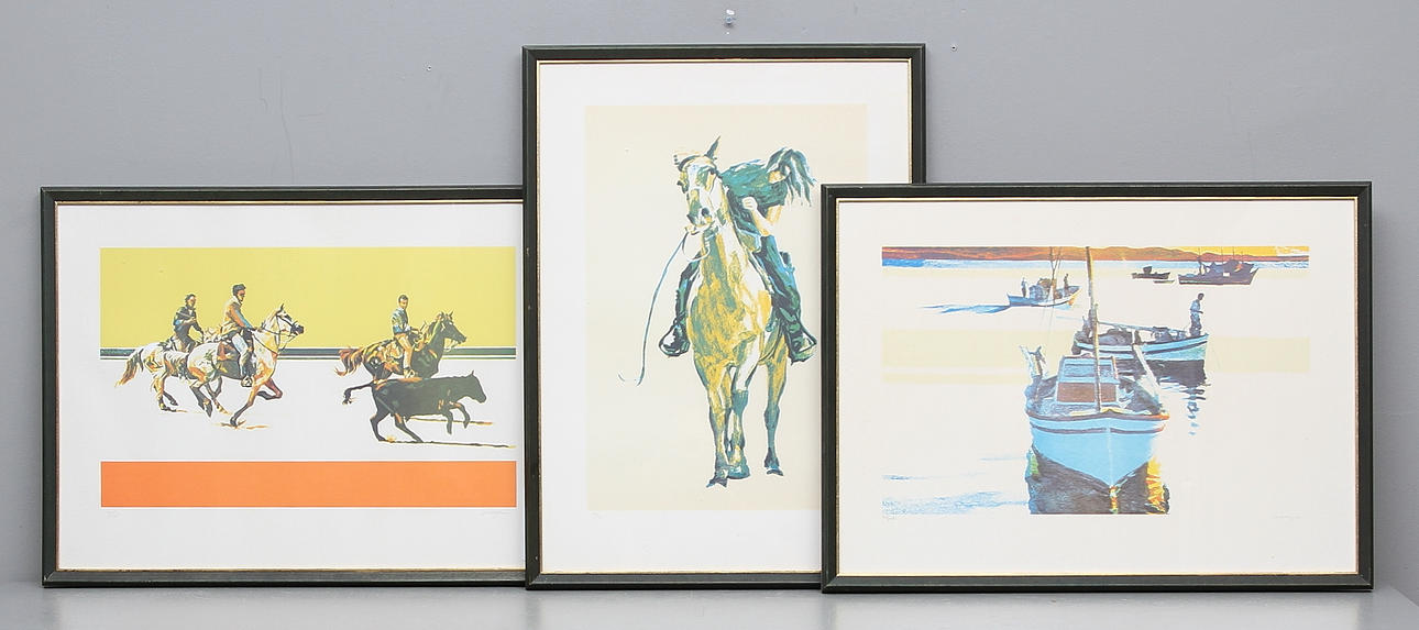 PAUL M. SOUZA. Färglitografier, 3 st, signerade och numrerade, 44/145.