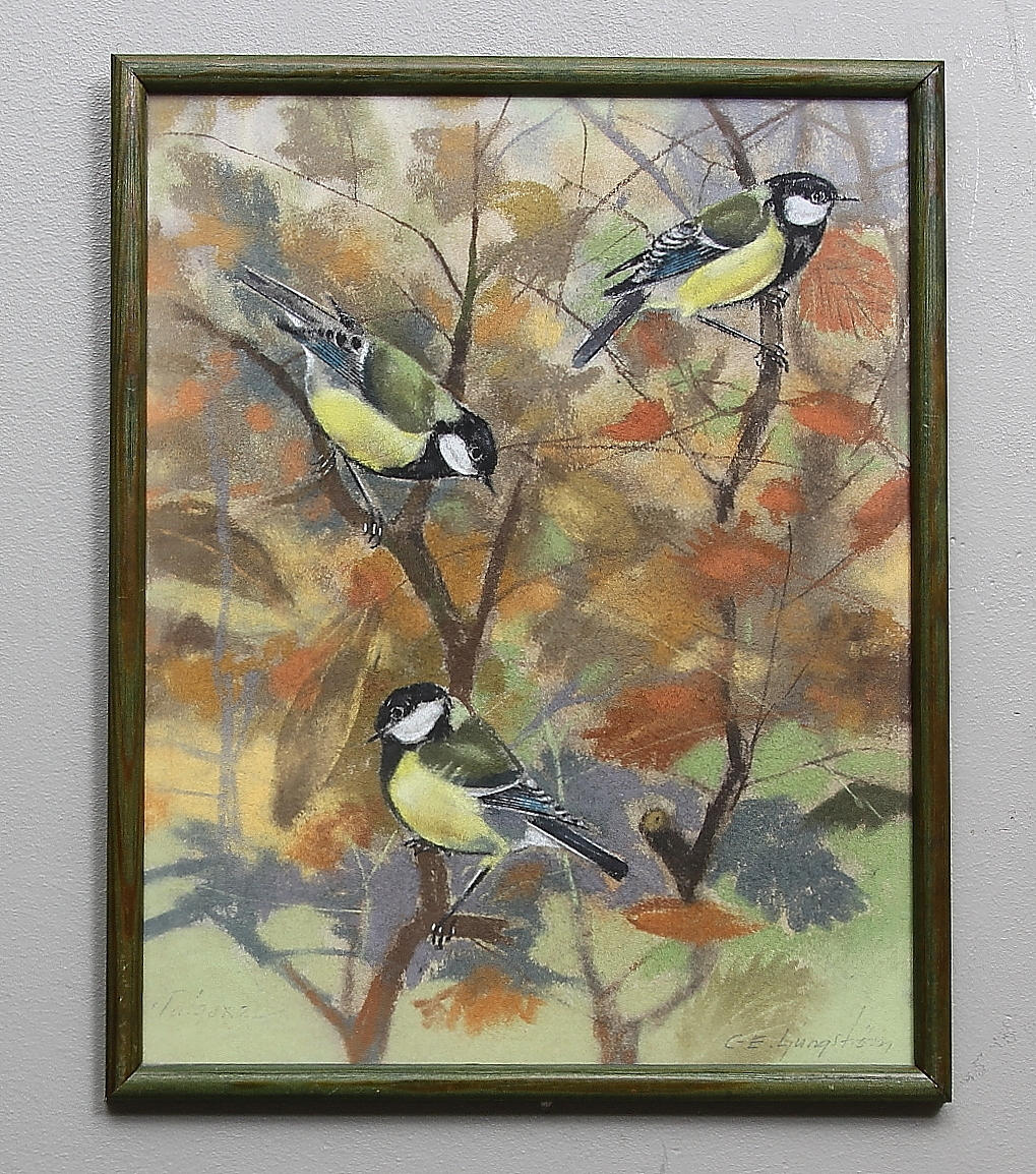 CARL-ERIK LJUNGSTRÖM. "Talgoxar". Pastell. Signerad C-E. Ljungström.