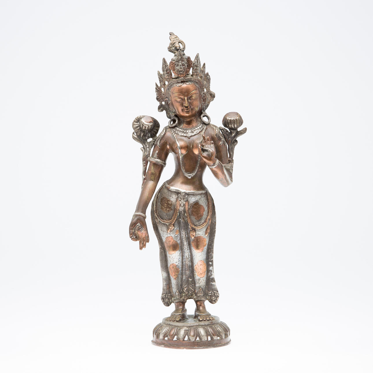 Skulptur / Figur, Lakshmi, Kupfer, Indien.
