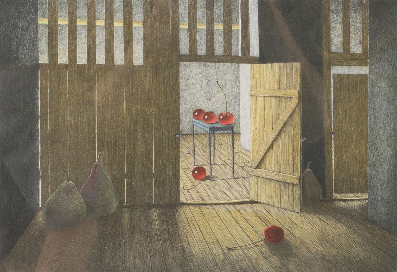 SVEN LINGARDSZ. Composition with lingonberry, color lithograph, signed.