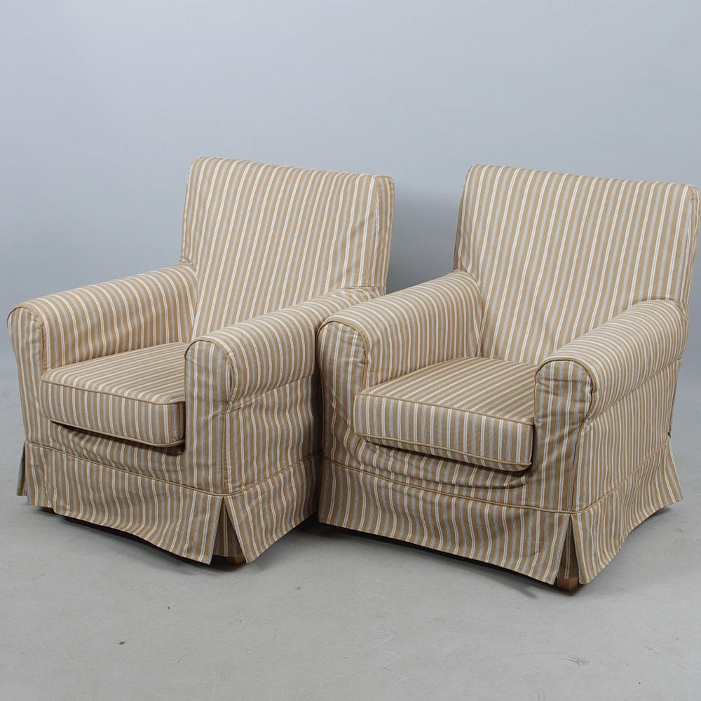 FÅTÖLJER, 1 par, randig klädsel.