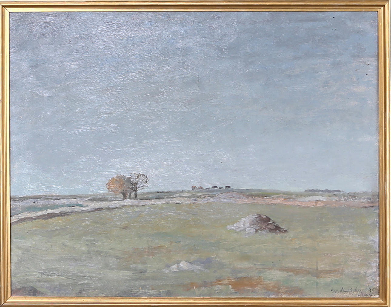EDWIN LINDHOLM HOUGE. "Motiv från Räpplinge", olja på duk, signerad o daterad edv.Lindholm Houge -40.
