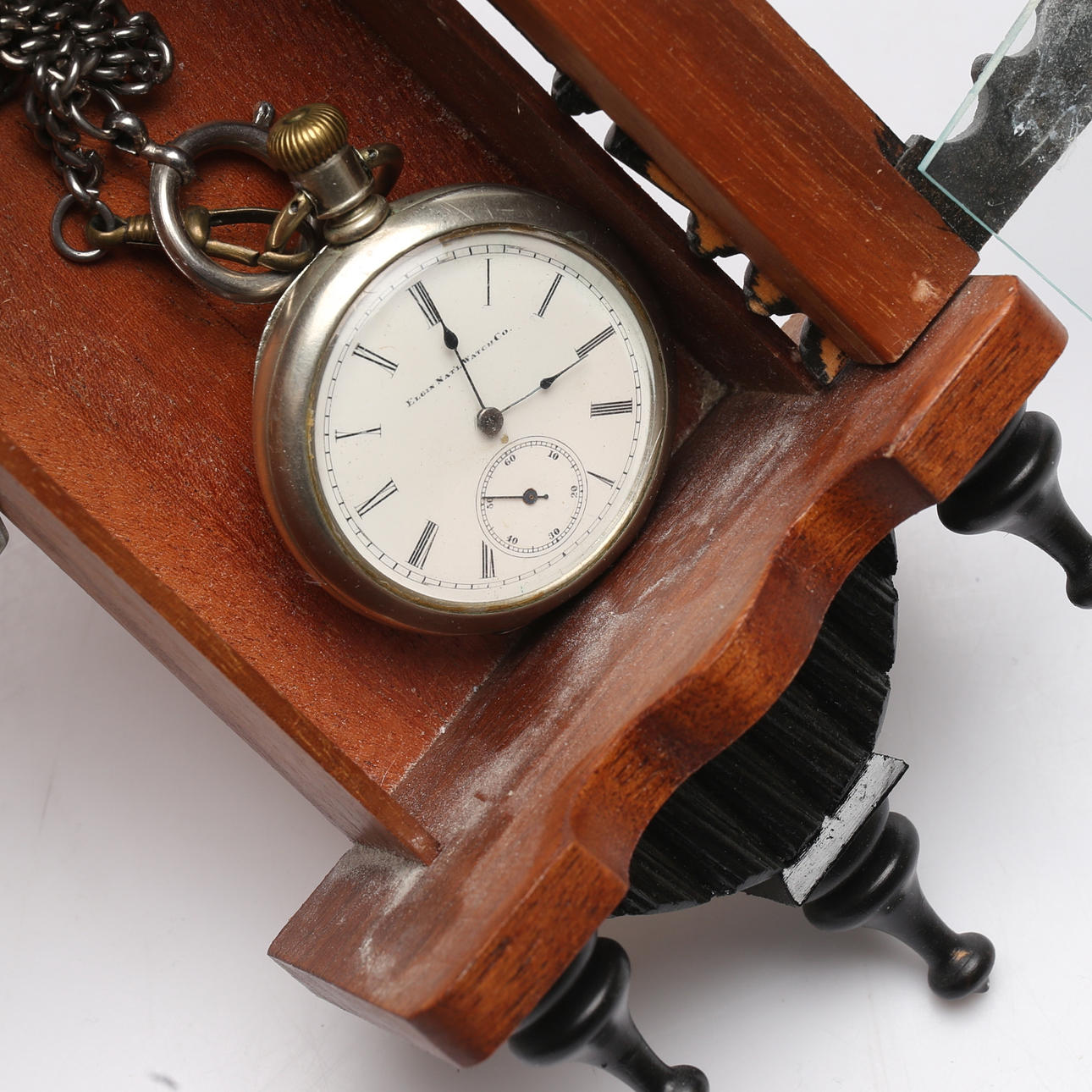RELOJ DE BOLSILLO, metal blanco, Elgin en CLOCK STACK.