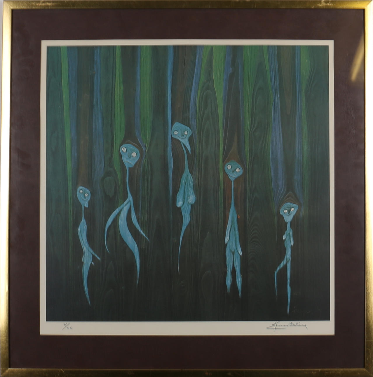 EUGEN MONTELIN. Trägubbar. Färglitografi. Signerad och numrerad E Montelin V/CC.