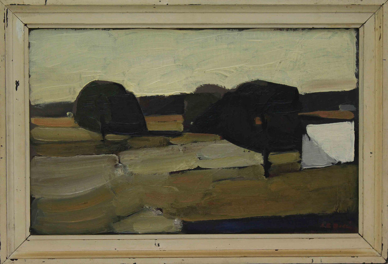 CARL ERIC BODÉN. "Landskap, Fårö". Olja på uppklistrad duk. Signerad C E Bodén.