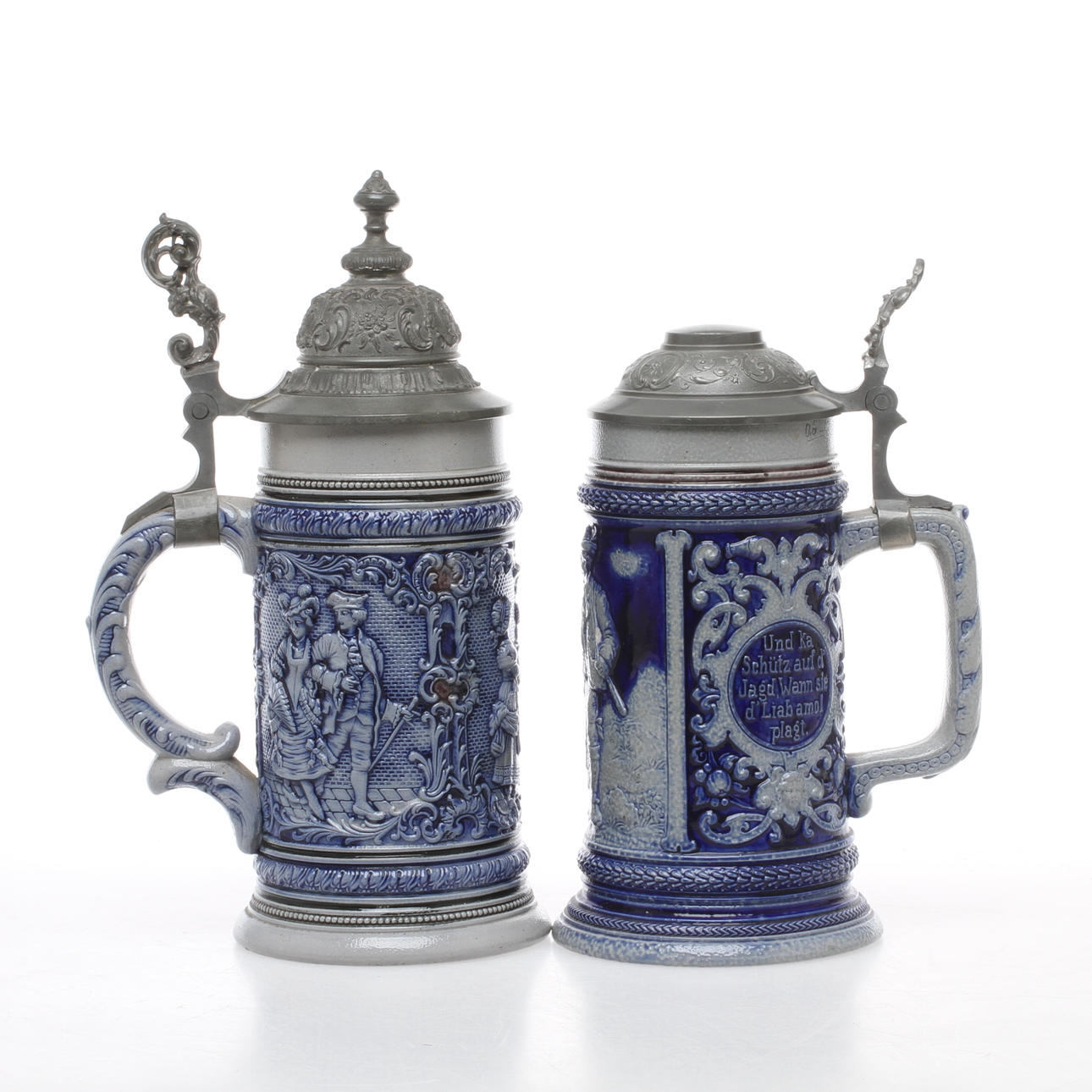 STOP, 2 st, stengods, med tennlock, Tyskland, 1900-tal.