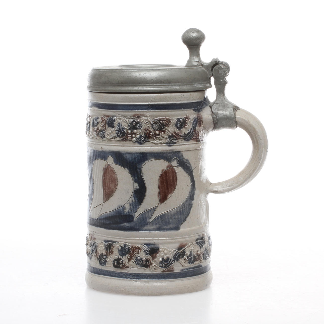 STOP, stengods med tennlock, Tyskland, 1700/1800-tal.