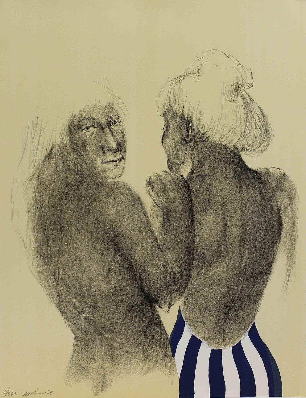 SUZANNE NESSIM. Samtal. Färglitografi. Signerad Nessim -79. 8/360.