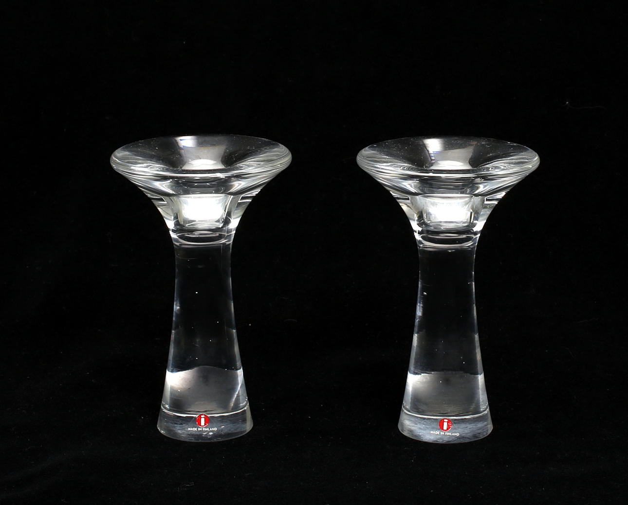 TAPIO WIRKKALA. Ljusstakar, ett par, glas, Iittala.