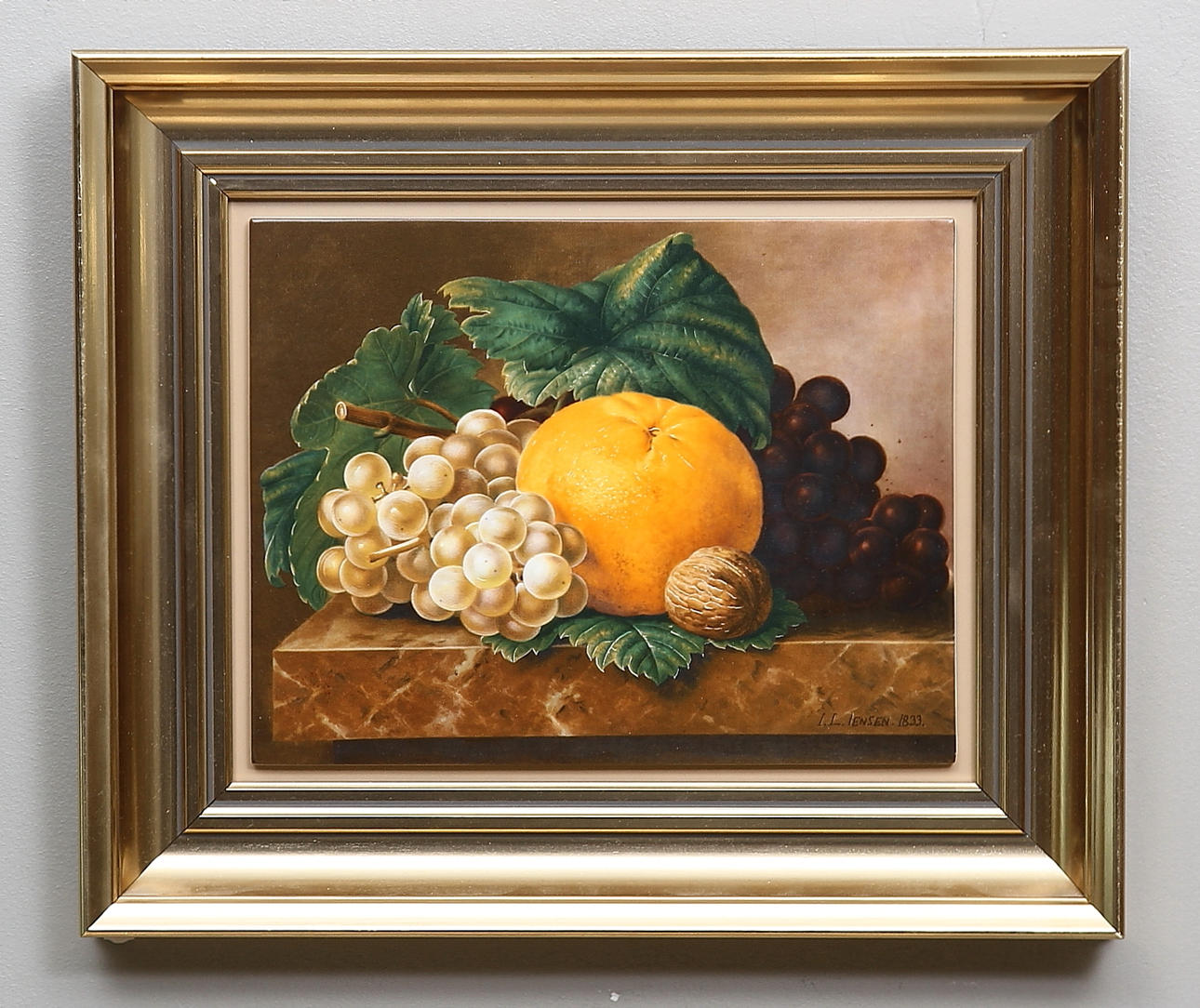 PORSLINSMÅLNING, J L Jensen, Royal Copenhagen, "Drømmen om Italien: Frugterne", numrerad 361/7500.