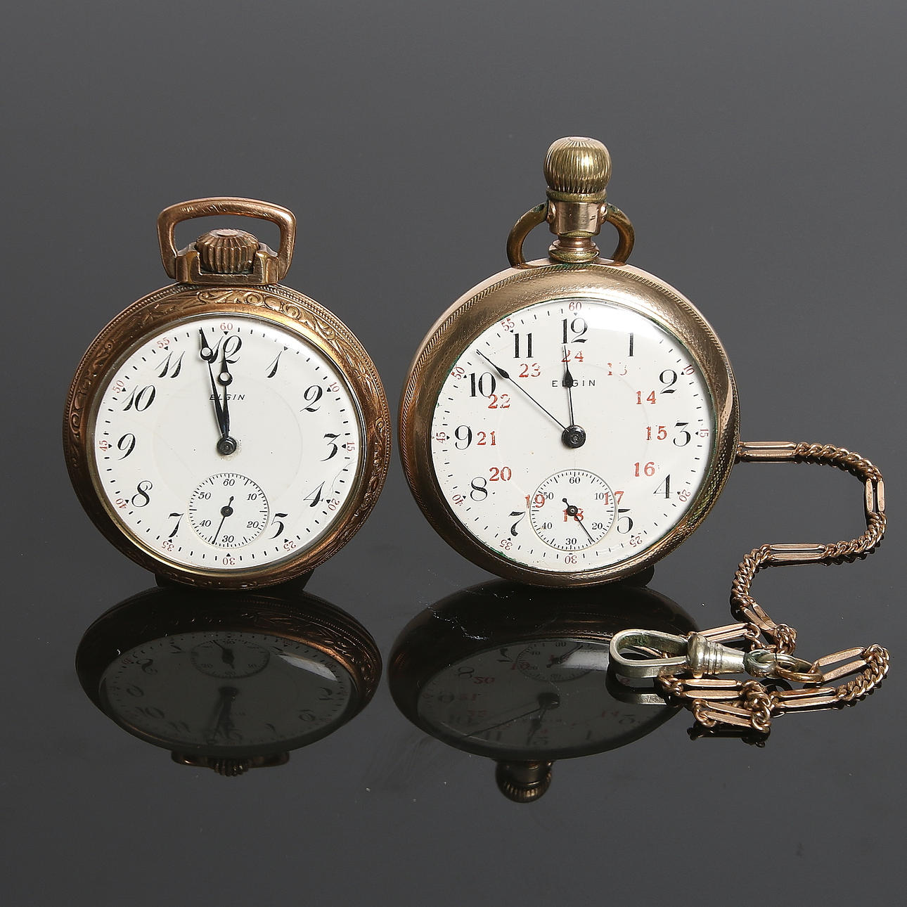 FICKUR, 2 st. Elgin Watch Co. USA. 1900-talets början.