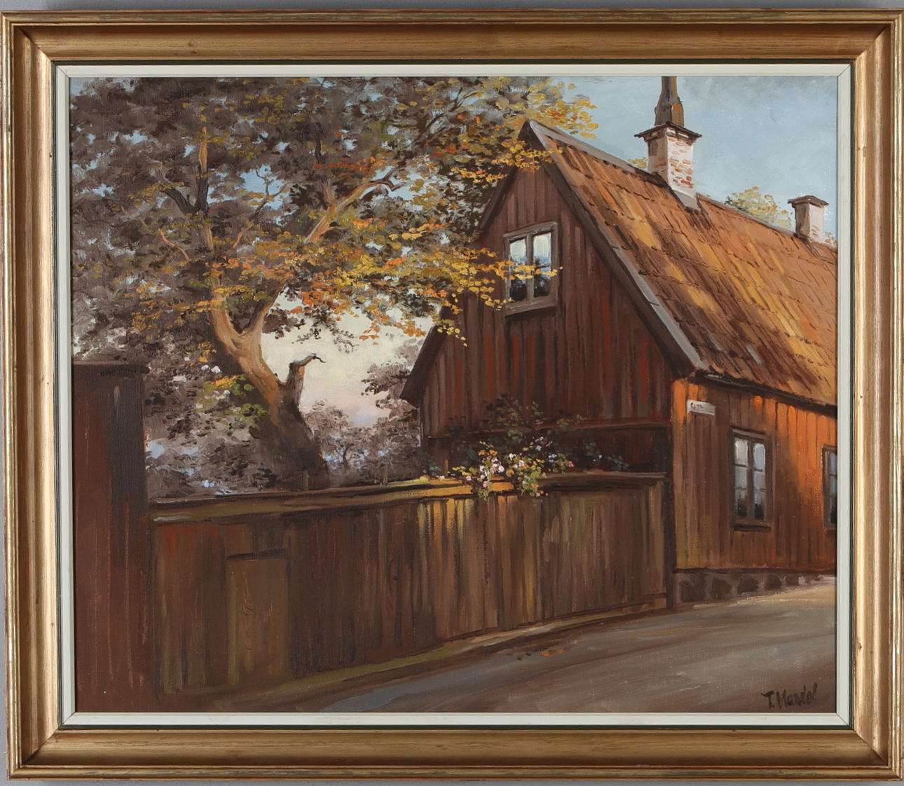 TOMAS MANDEL. "Sköldgatan", olja på duk, signerad.
