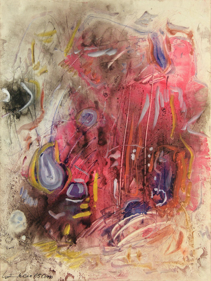 WINKLER, HANS. Ingen titel. Blandad media/papper. 69,7 x 52 cm L. u. tecken., dat. och num.: Winkler 85 (349). Oinramad.