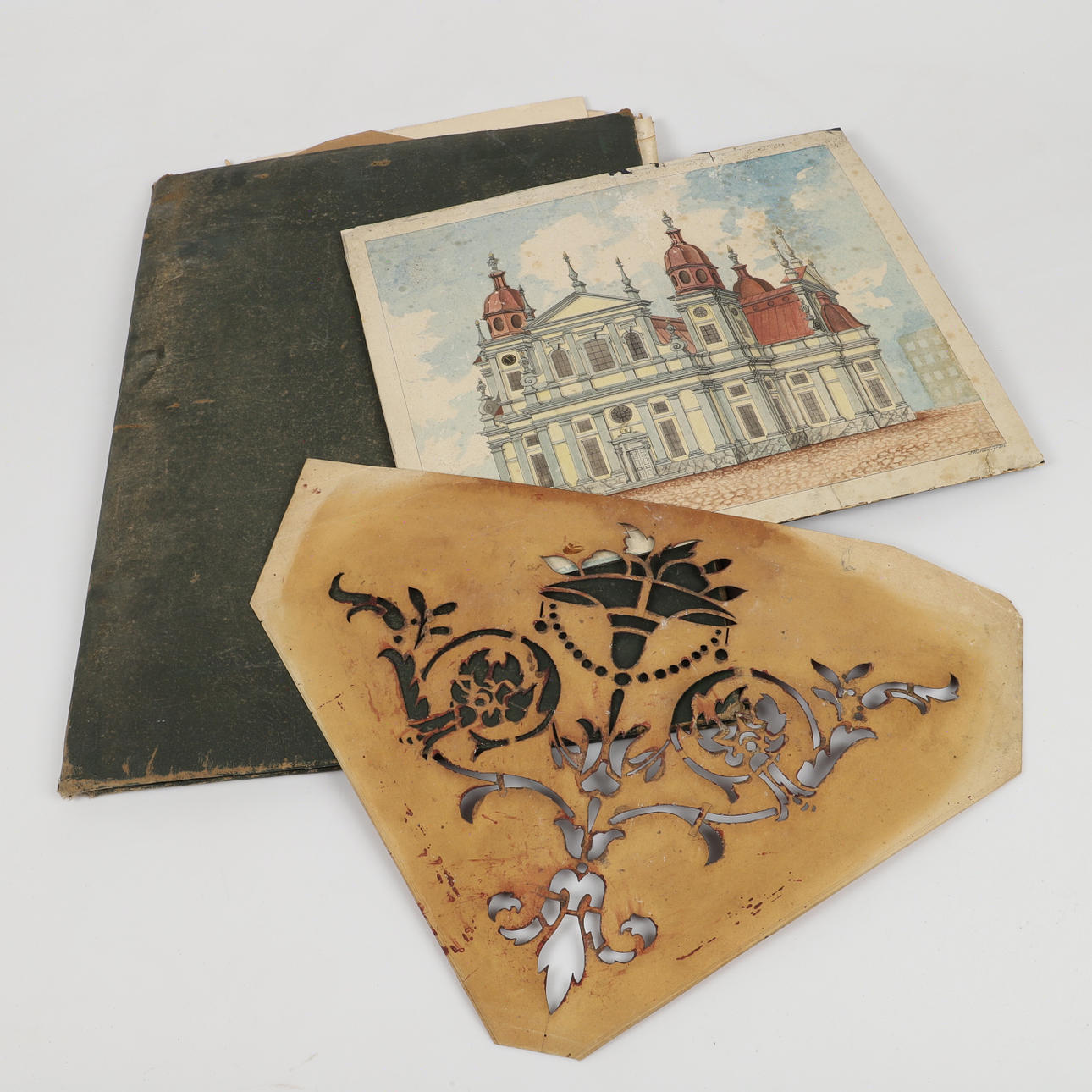 MAPP med tryck, litografier, brev m.m.