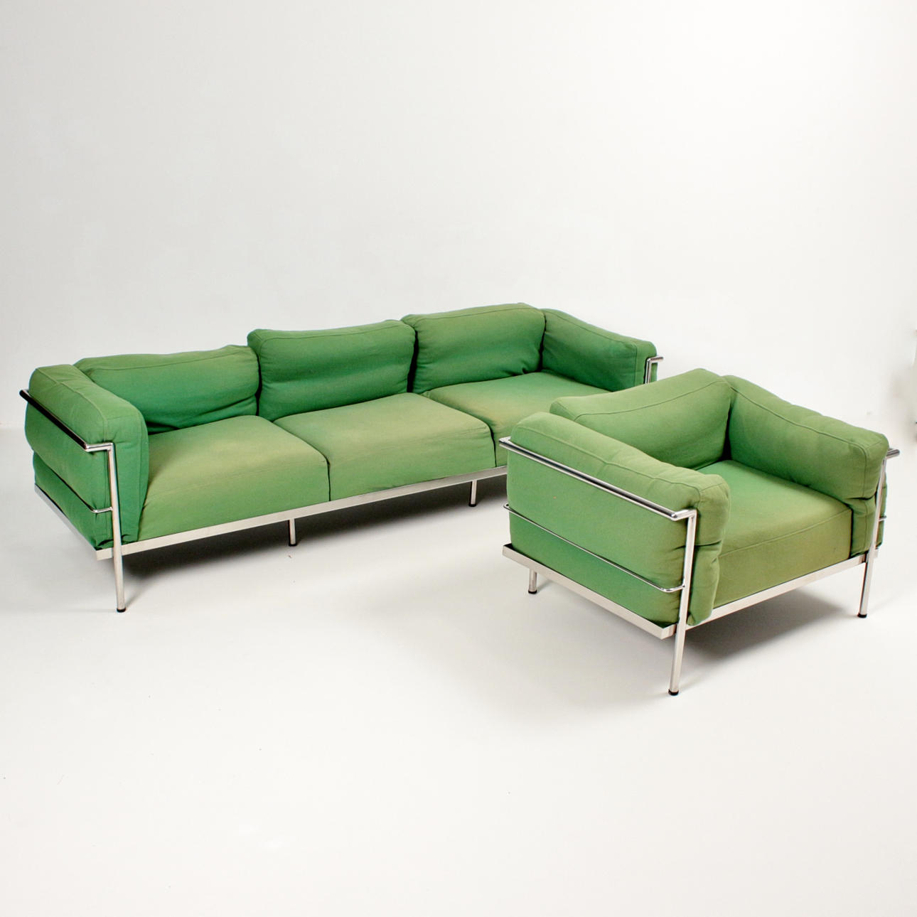 Stahlrohr „Pop Art“ Lounge Sofa und Sessel.