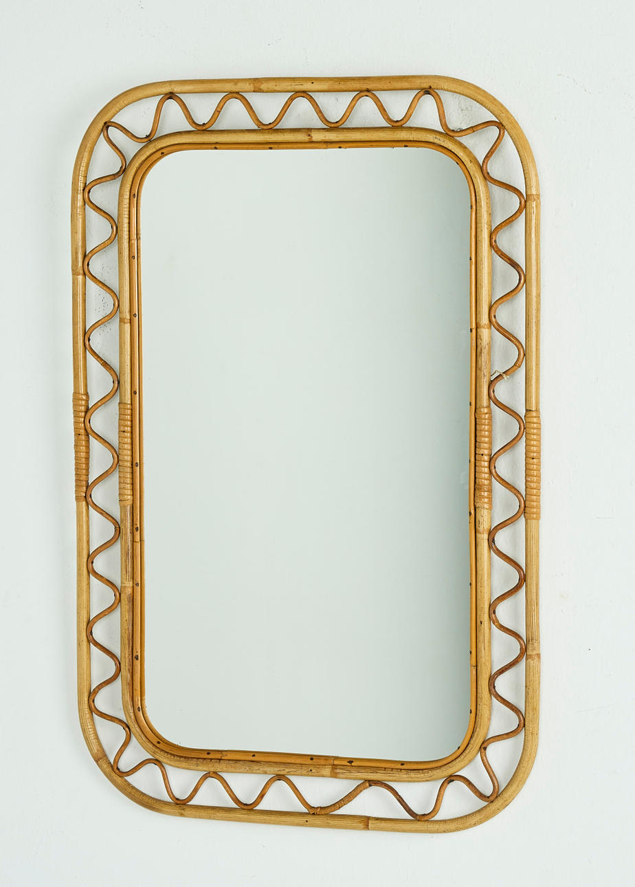 MIRROR, Sweden, 1930s/40s, rattan frame.
