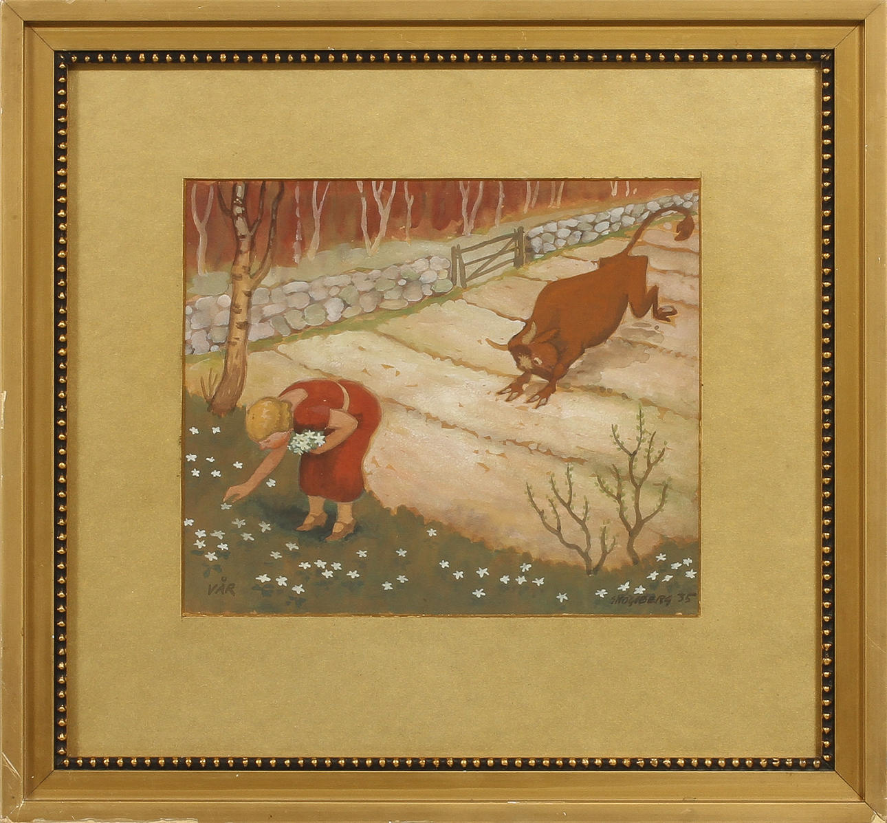 HARALD SKOGSBERG. "Vår", akvarell, signerad Skogsberg 35.