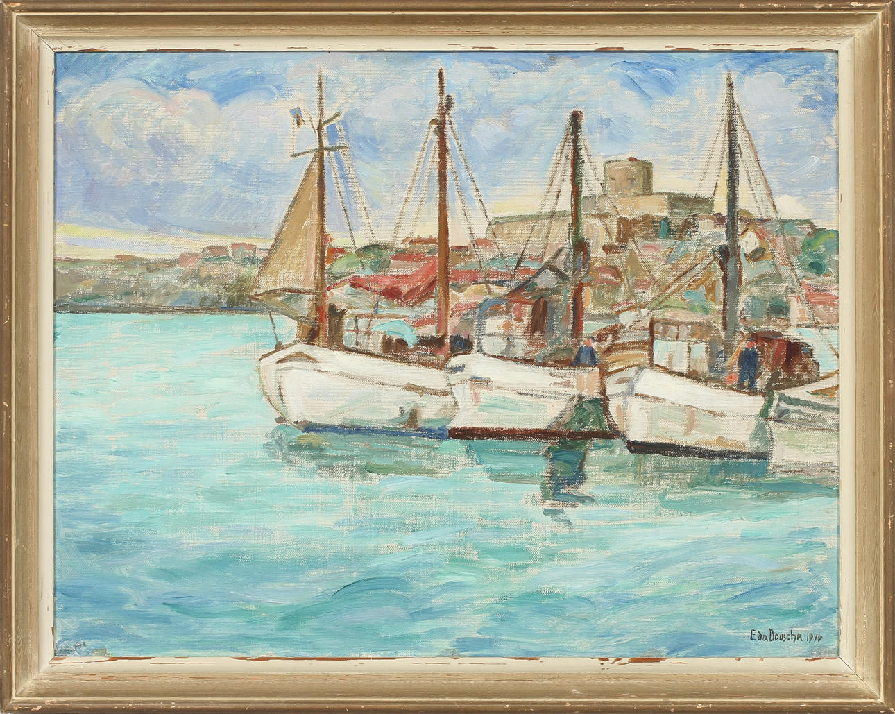 EDA DOUSCHA. Marstrand, olja på duk, signerad 1946.