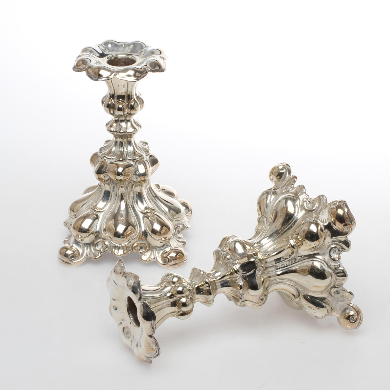 LJUSSTAKAR, 1 par, nysilver, CG Hallberg, 1900-tal.