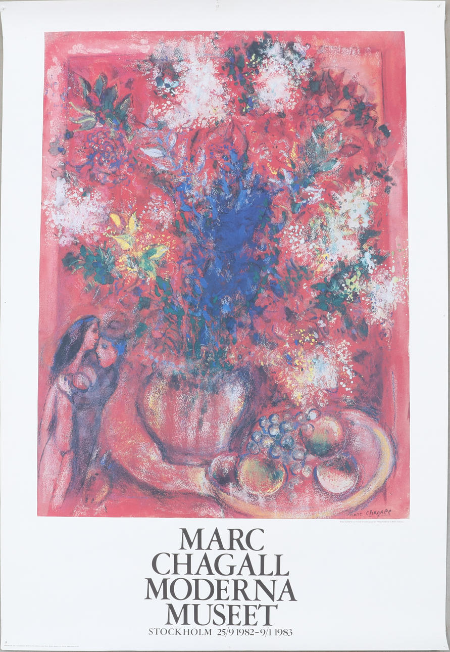 AFFISCH ,konstutställning,efter MARC CHAGALL, Moderna Museet,1982/1983.