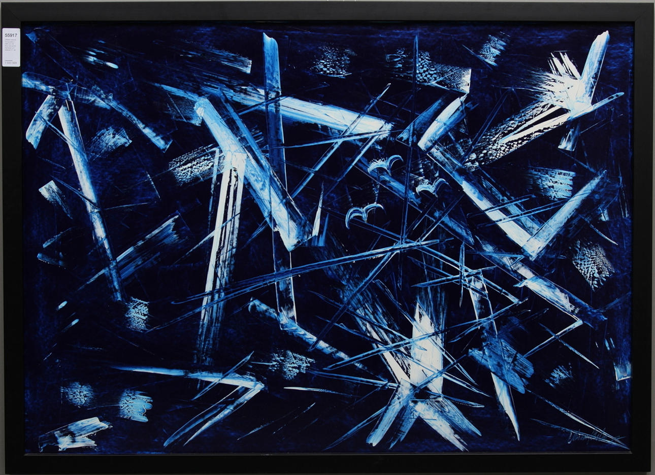 URBAN MALM. Komposition i blått och vitt. Akryl på pannå. Signerad och daterad 07.