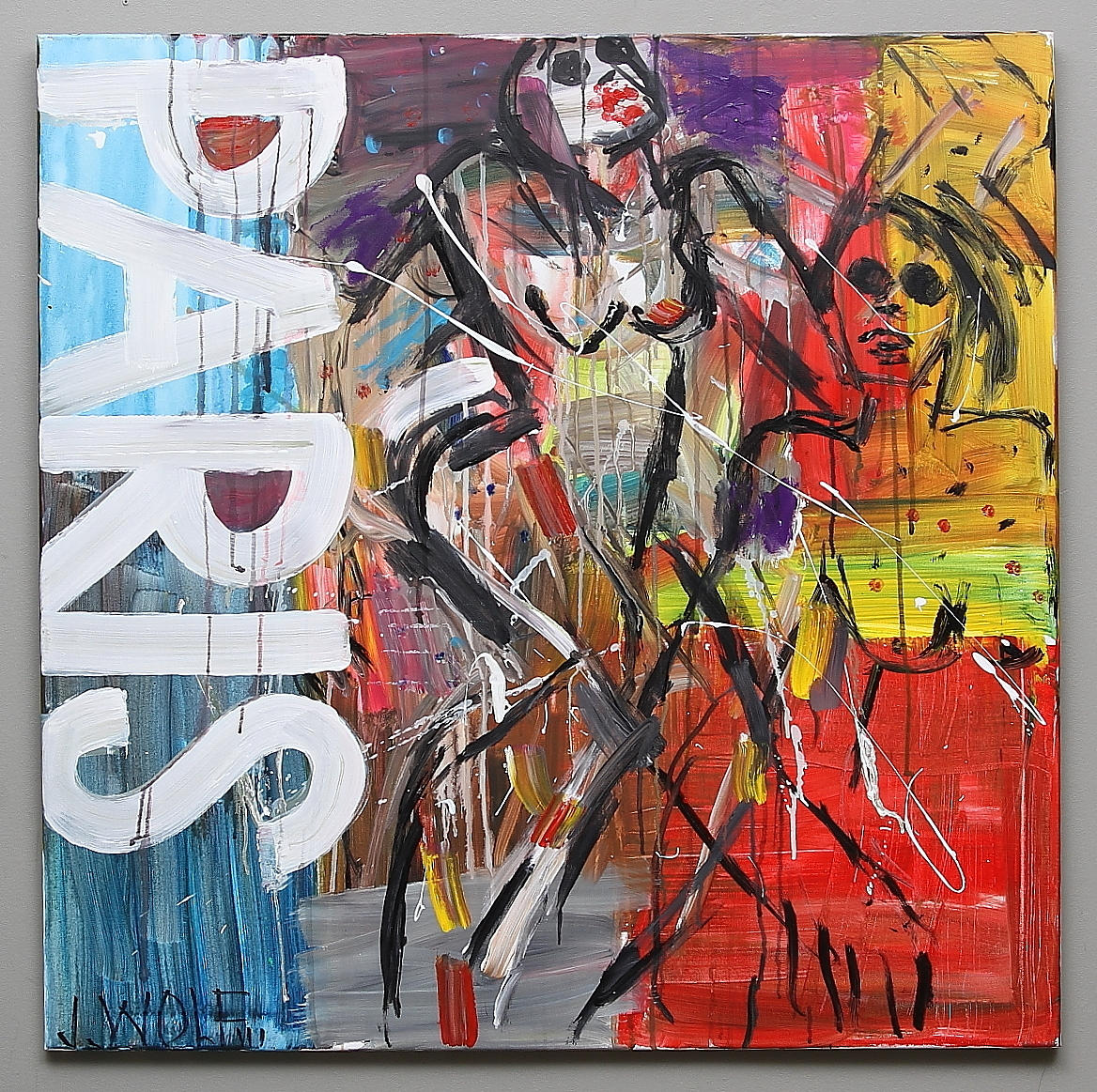 JAN WOLF. Acrylic on canvas, Paris, signed J.Wolf.