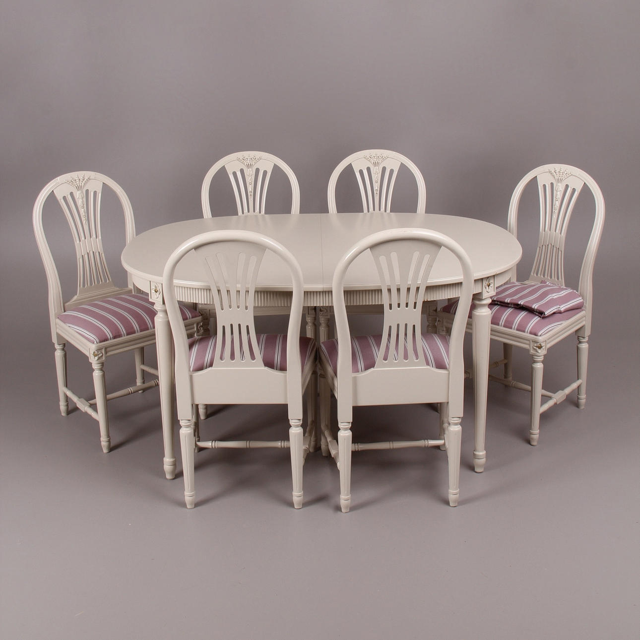 MATSALSGRUPP, 9 delar, "axet", gustaviansk stil, 1900-tal.