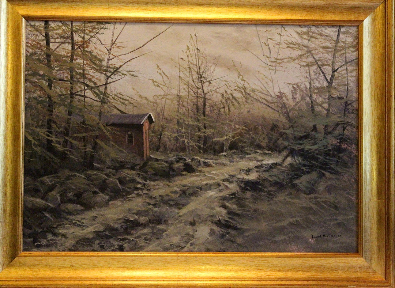 LARS ERIKSSON. olja på duk, vårfloden, signerad.