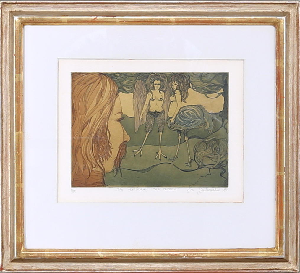 EVA ZIOLKOWSKI. "Die versuchung des Odyssevs" Blandteknik, signerad Eva Ziolkowski.