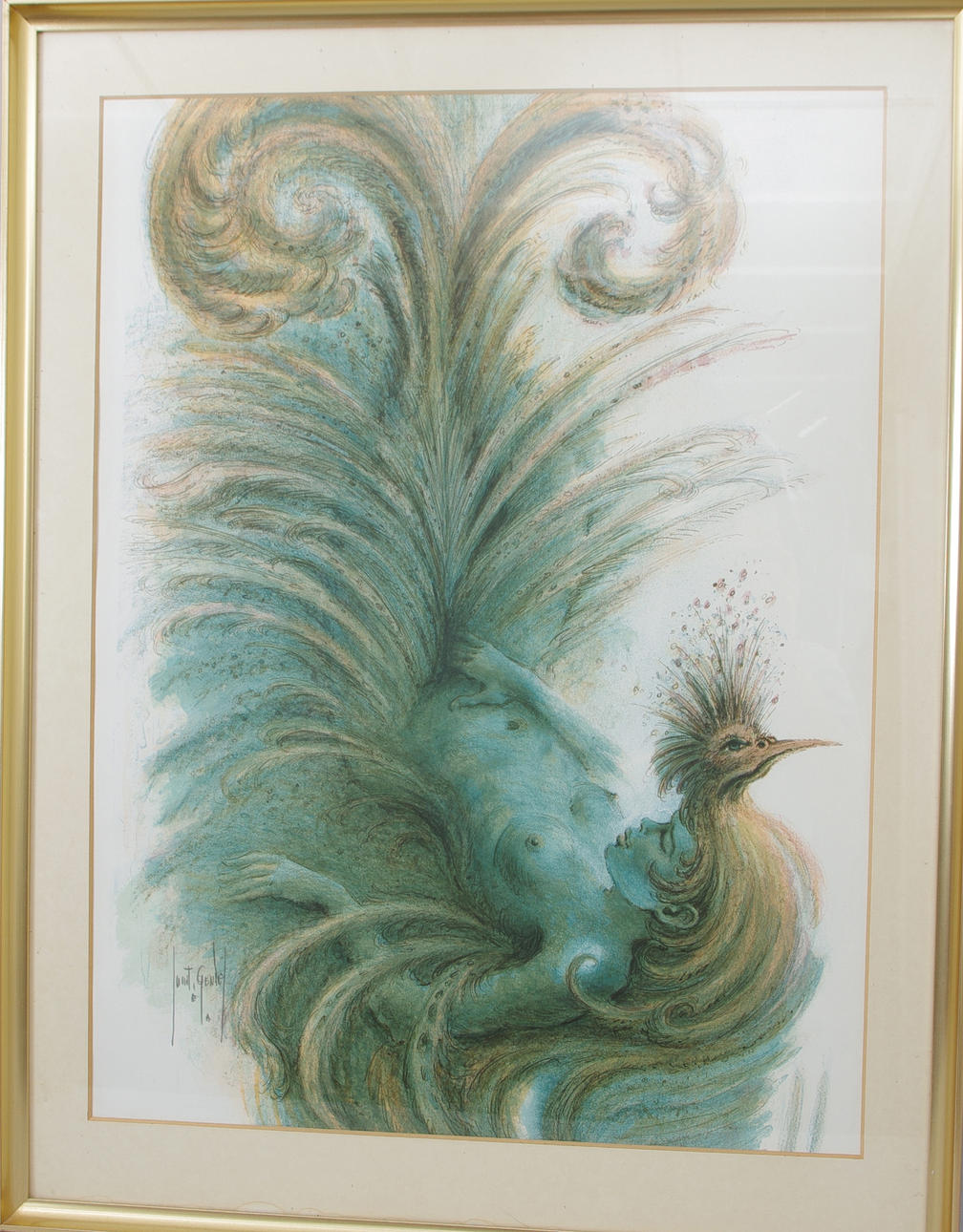 FRANCIS DE LASSUS SAINT-GENIES. Kvinnokomposition, färglitografi.