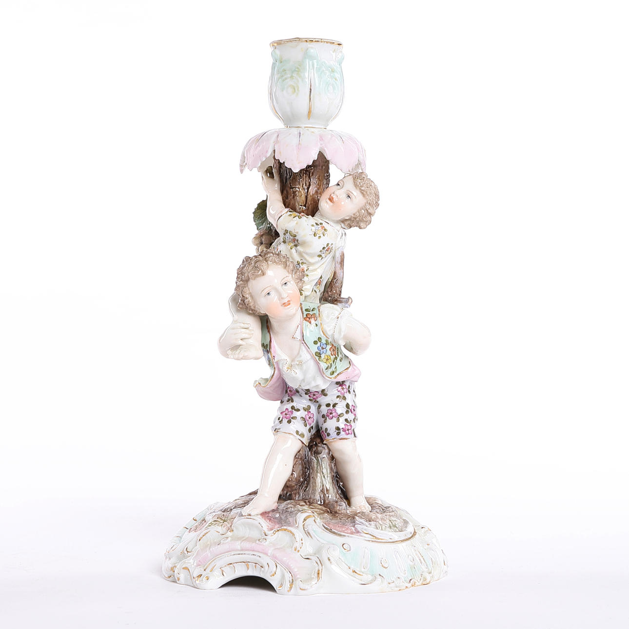 LJUSSTAKE, 1800-talets slut, porslin, märkt.