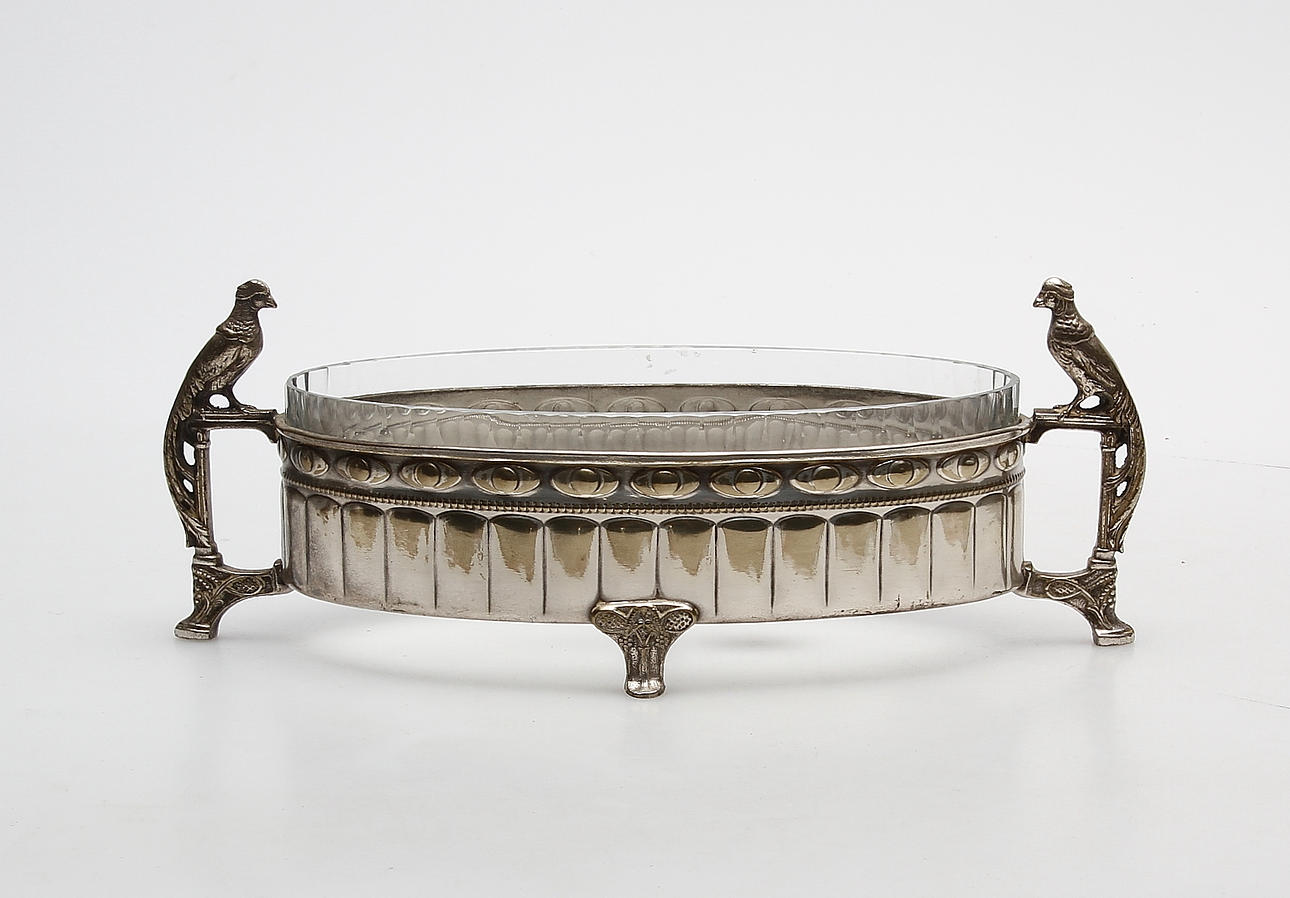 JARDINÄR, nysilver och glas, jugend, 1900-talets första hälft.