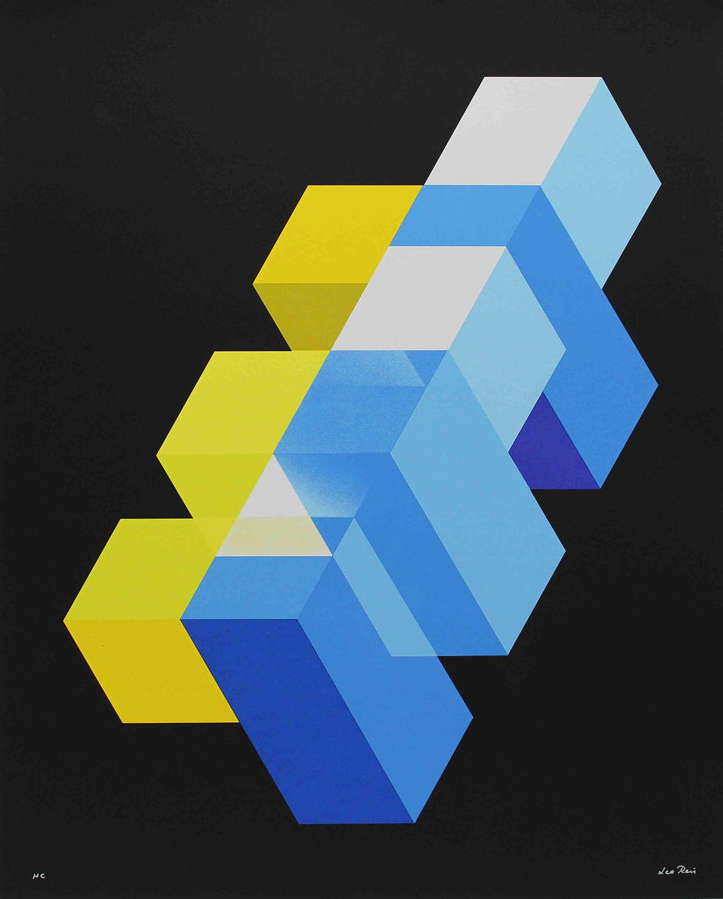 LEO REIS. Komposition. Färgserigrafi. Signerad Leo Reis. HC.