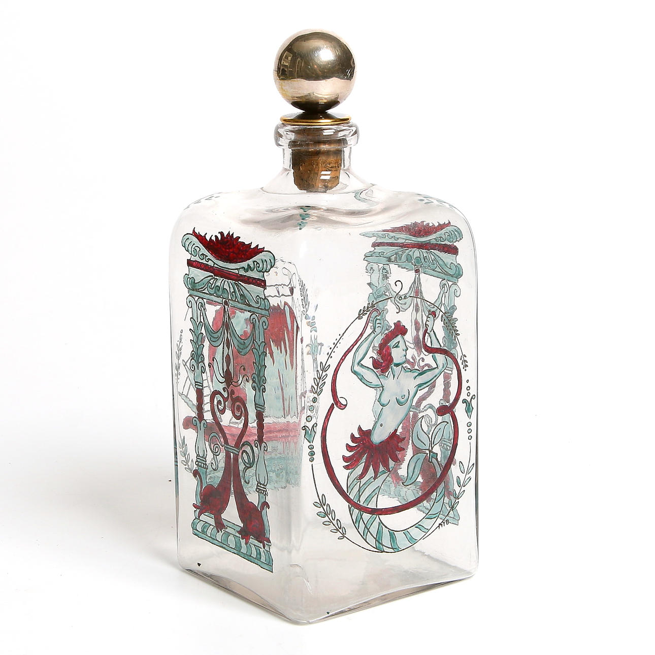 KARAFF, glas, Lennart Nyblom, Pukebergs Glasbruk. 1900-talets första hälft.