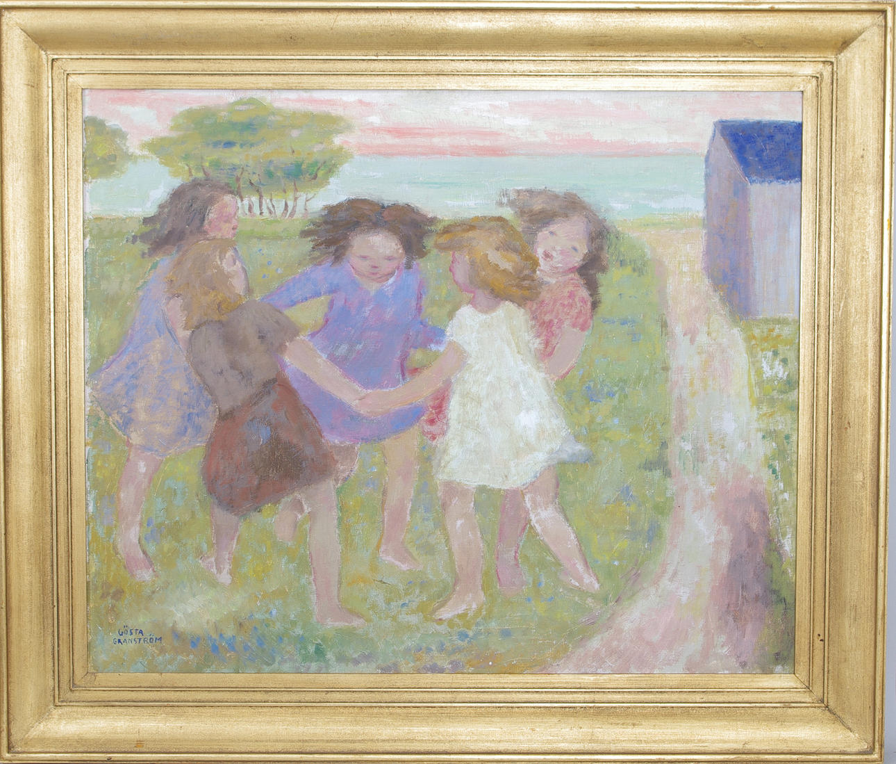 GÖSTA GRANSTRÖM. Dansande flickor, olja på duk, signerad.