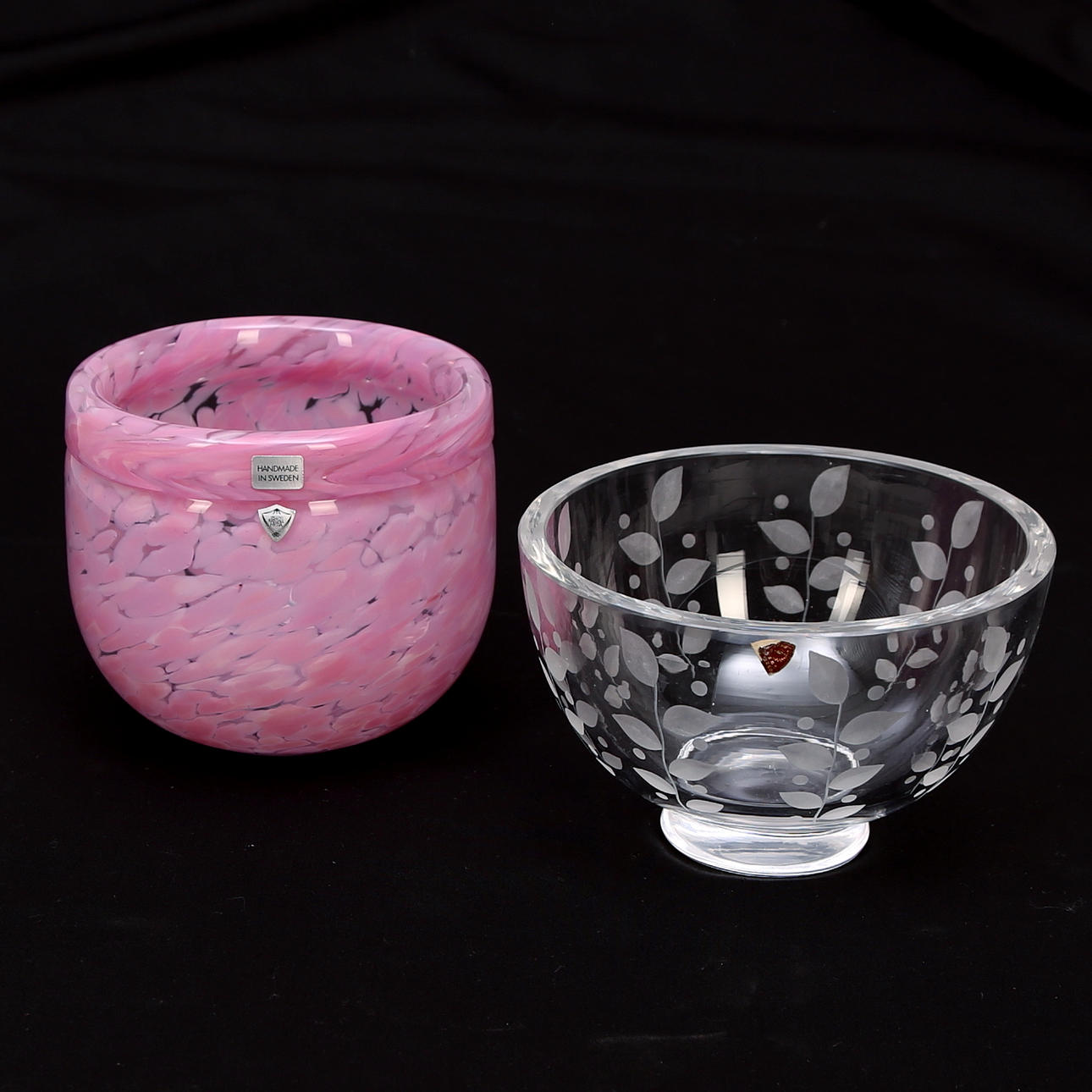 GLASSKÅLAR 2 st, Vrigstad Kristallhytta, Orrefors.