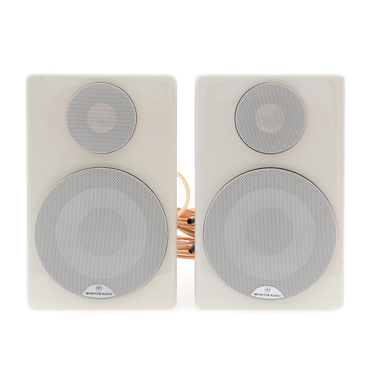 A PAIR OF MONITOR AUDIO RADIUS 90 OFF-WHITE SPEAKERS