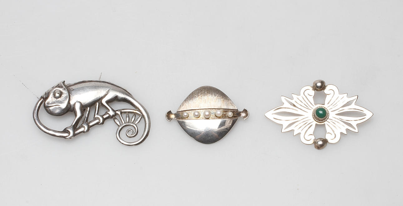 BROSCHER, 3 st, silver.
