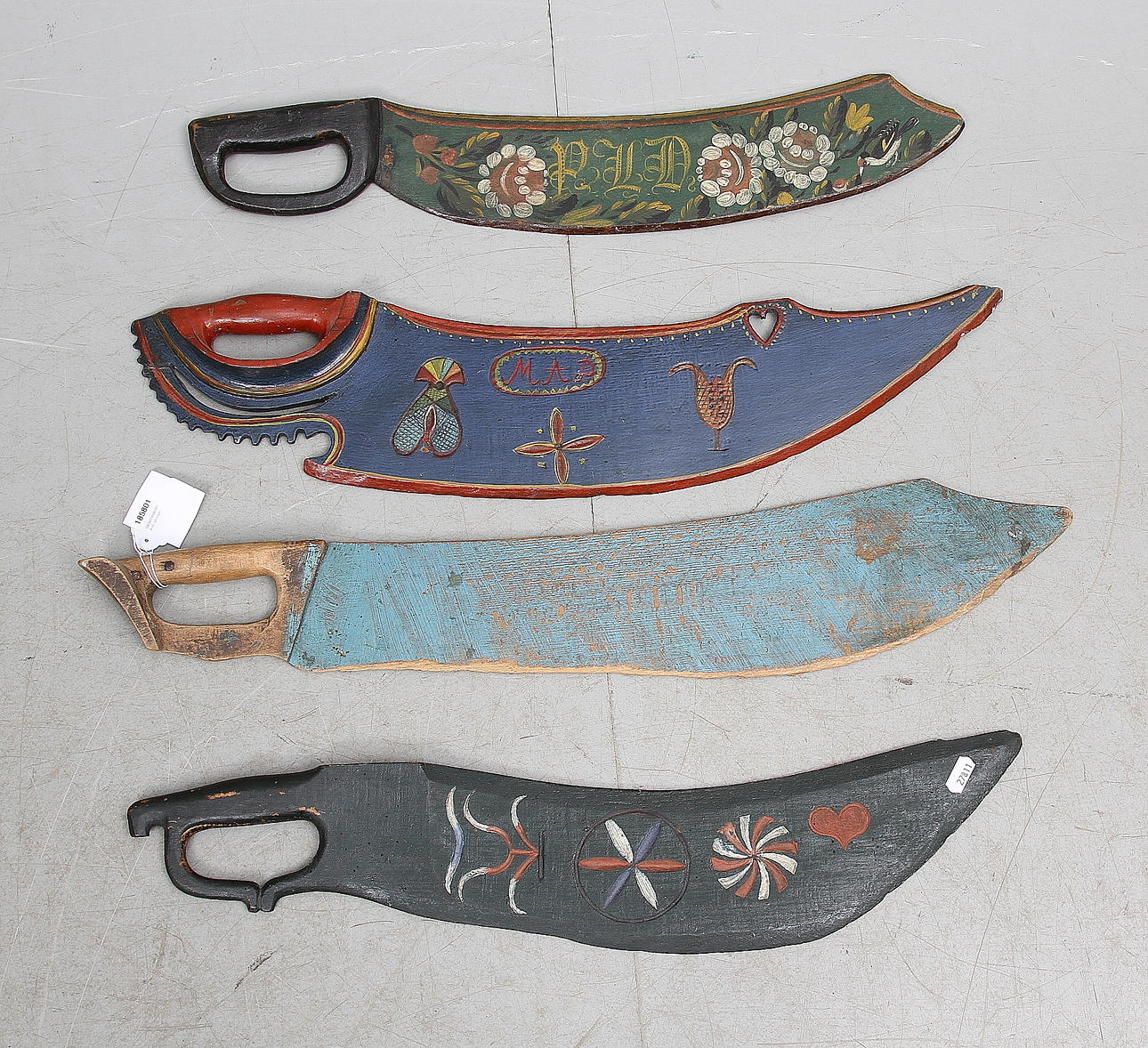 SKÄKTKNIVAR, 4 st, allmoge.