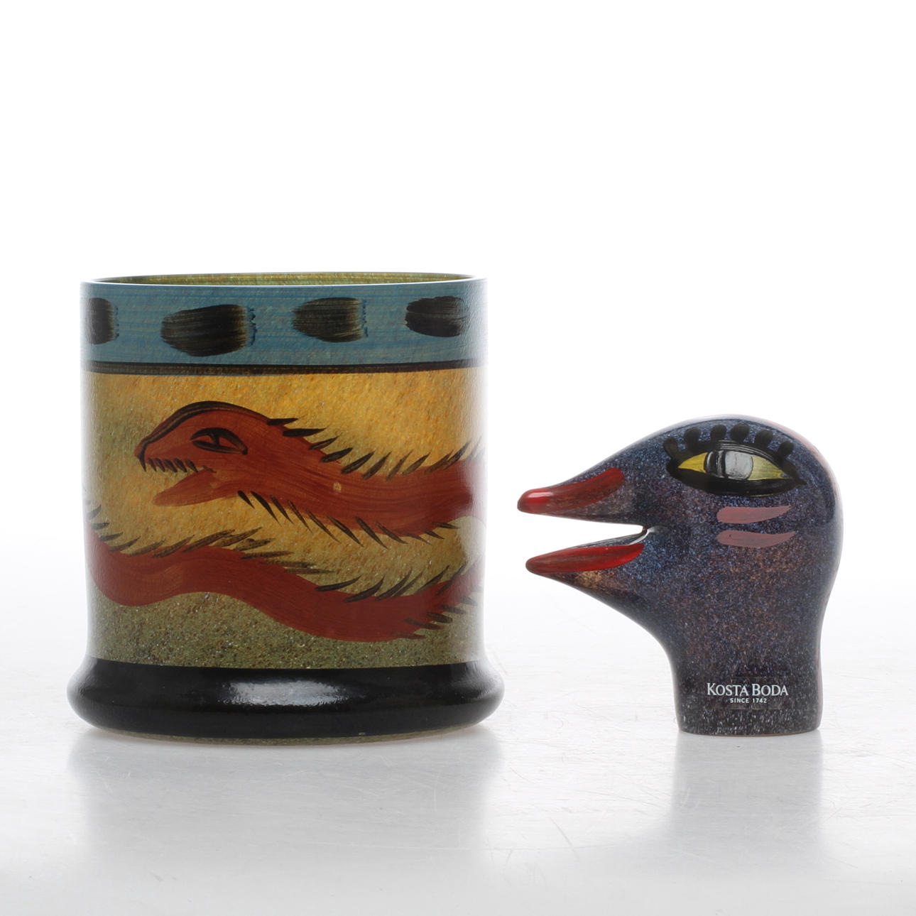 GLASFÖREMÅL, 2 st, Ulrica Hydman-Vallien, 1900-tal.