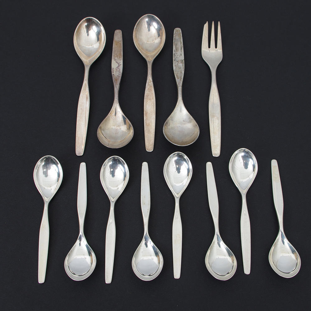 BESTICK, silver, 8+4 skedar samt tårtgaffel.