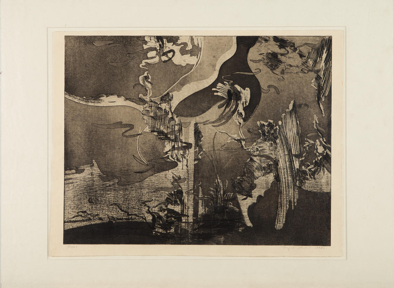 FUJIO AKAI. Fujio Akai, Etching, Abstract Composition, 1986.