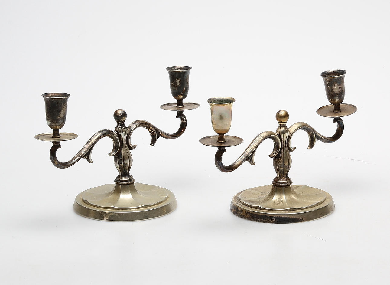 KANDELABRAR, ett par, nysilver, CG Hallberg, 1900-tal.