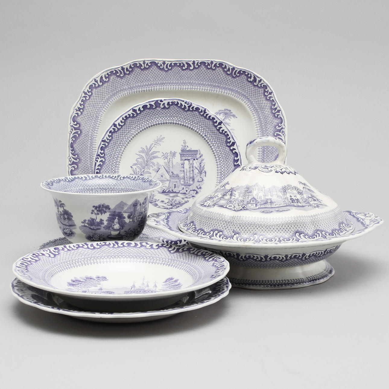 MATSERVISDELAR, 29 st, flintgods, "spets", Rörstrand.