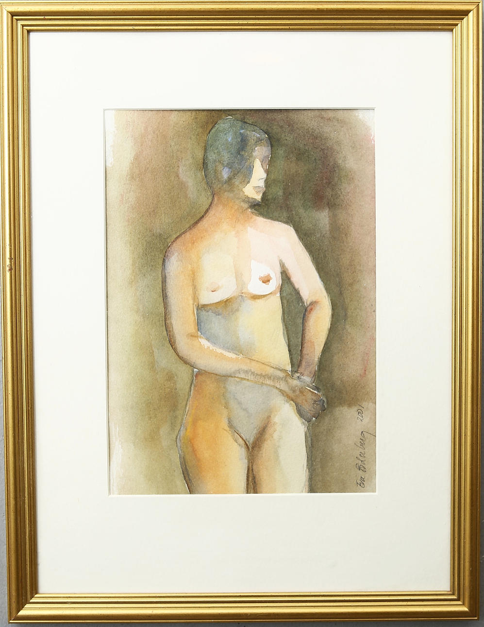 EVA SÖDERBERG. Akvarell, Nude, signerad och daterad 2001.