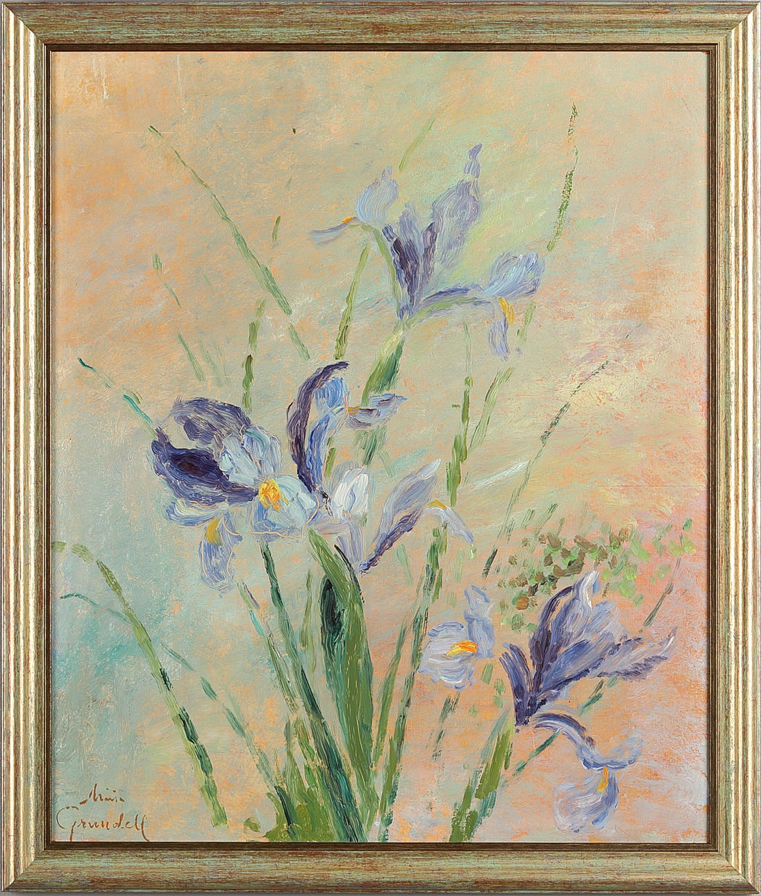 MARIA GRUNDEL. BODEGÓN DE FLORES, óleo sobre Tabla.