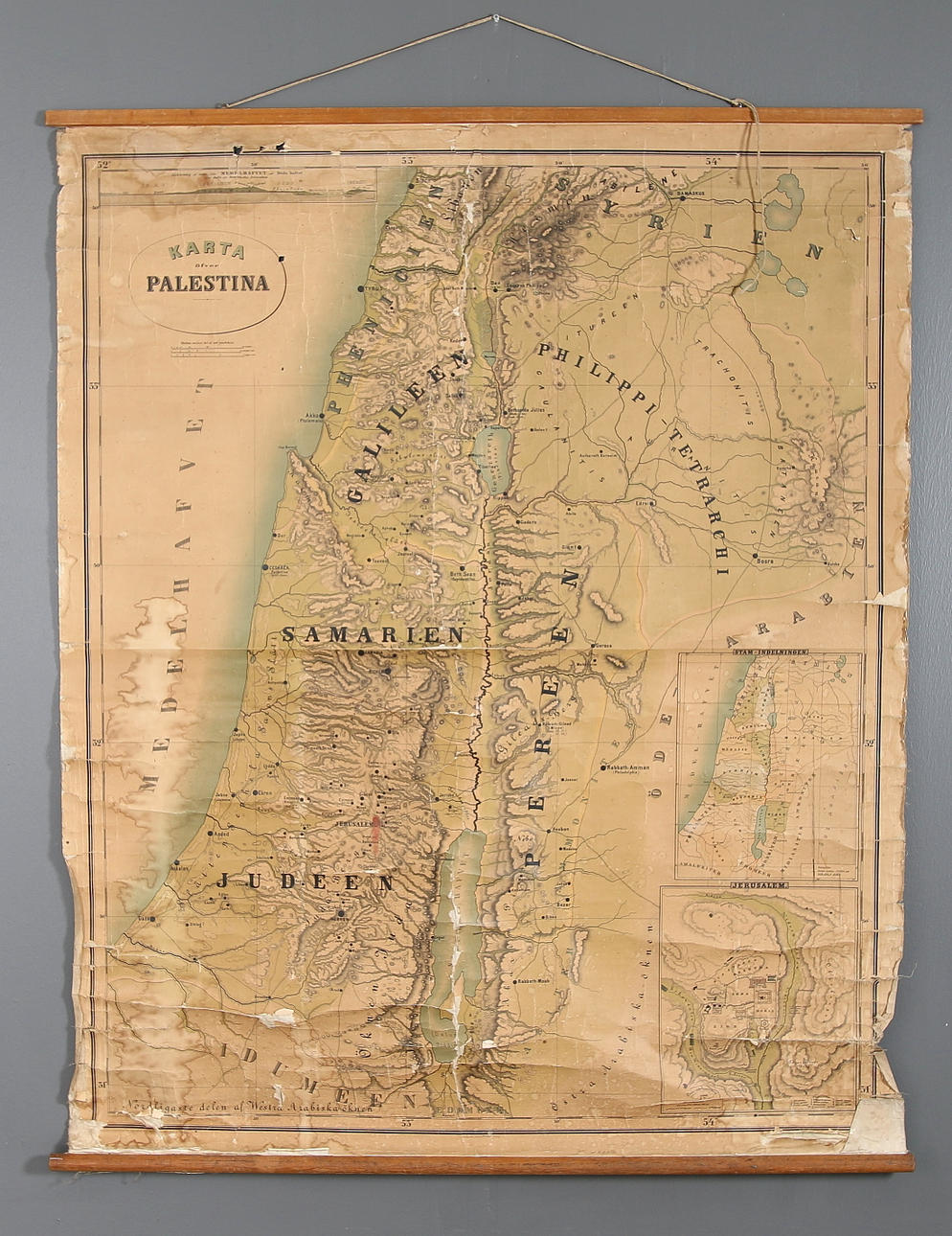 SKOLKARTA, "Karta öfver Palestina", 1800-talets mitt.